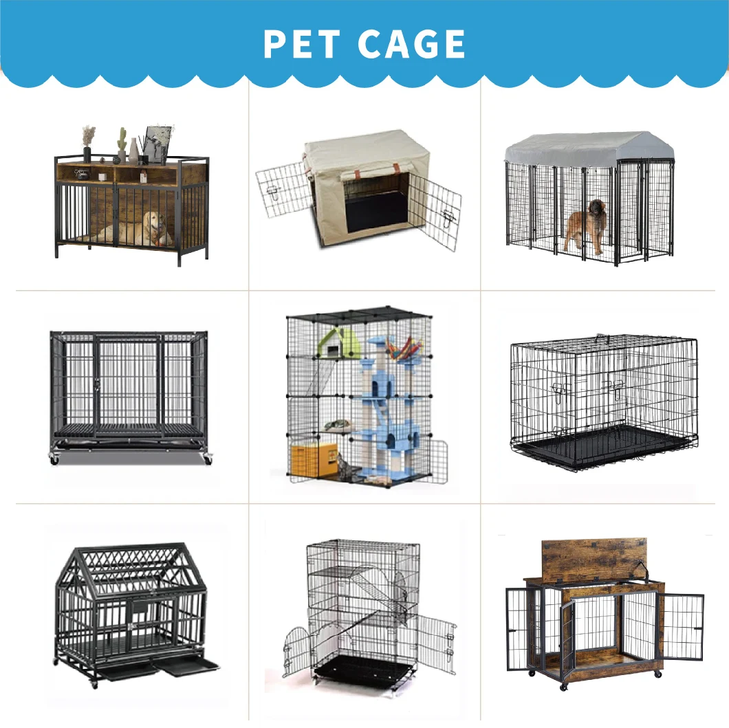 High Quality Small Wooden Dog Crate Table Double-Doors Dog Furniture Cage
