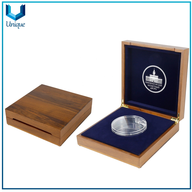 10X28cm Souvenir Coin Gift Box, Custom Design Medal /Bage Wooden Box in Red Wine, Factory Wholesale High Quality Wood Gift Box