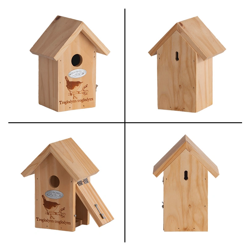 NK64 Esschert Design Wren Silhouette Bird Nest Box Birdhouse Outdoor Wooden Bird House