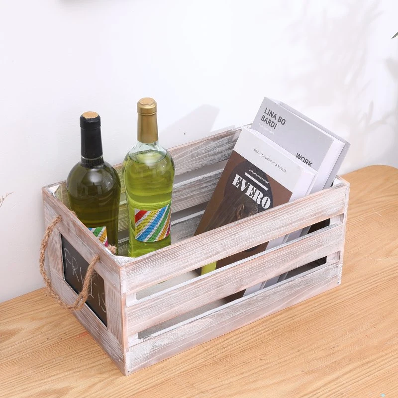 Customization Paulownia/Pine Wood/Wooden Boxes/Crates for Wine/Beer/Drinks/Vegetable/Book/Fruit storage with Blackboard/Handle