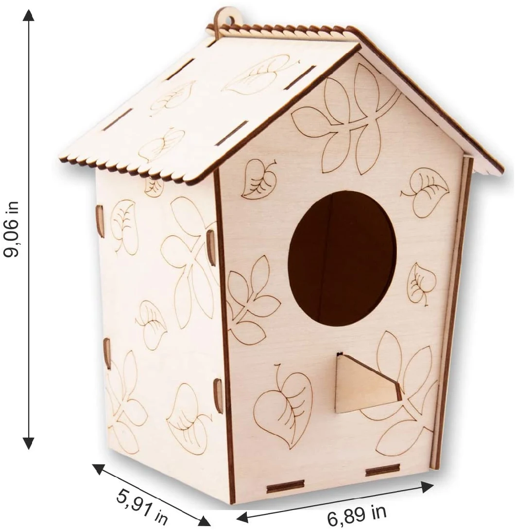 Wood Birdhouse for Children to Build and Paint 3D Wooden Puzzle Kits