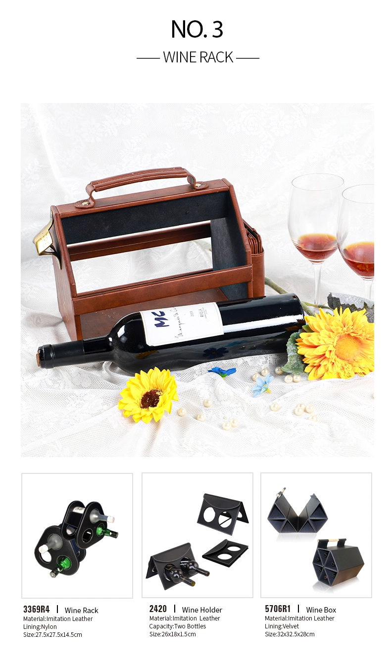2023 Hot Sale Customized PU Leather Wrap Wood Wine Box for 1 Bottle