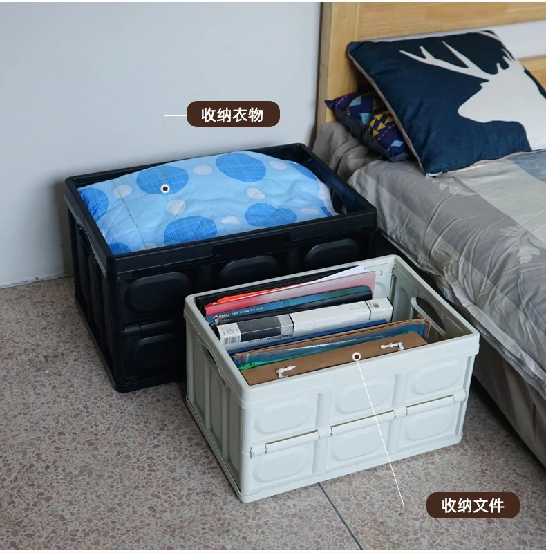 Plastic Folding Crate Storage Tote Boxes Fruit Plastic Crate with Wooden Lids