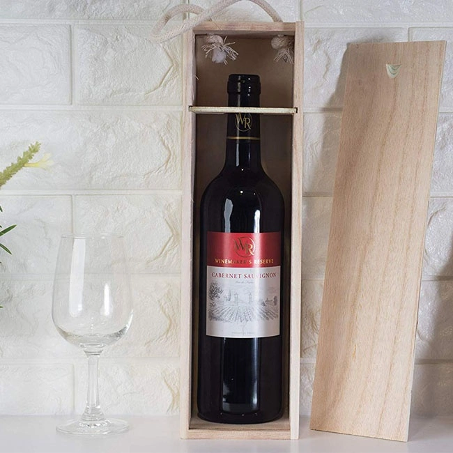 Customized Natural Sliding Lid Wooden Wine Box for Storage