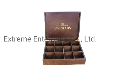 Handmade Twinings Dark Wood Tea Gift Packaging Box, Wooden Tea Bags Storage Box and Organizer, Crafted Wooden Tea Gift Packagin and Chest Boxes