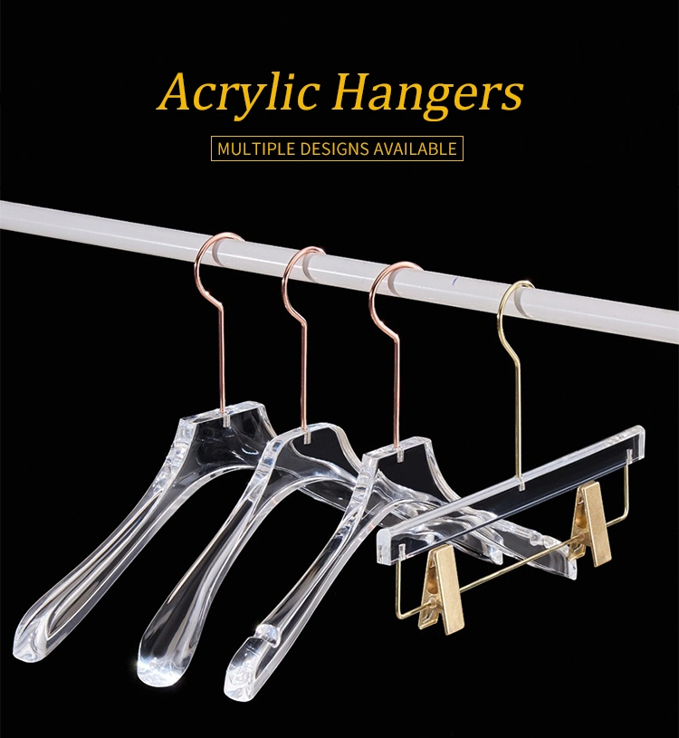 Acrylic Pants Rack Fashion Hanger Display Clothes Transparent Customized Iron Double Wood Clothing Organizer Modern Rectangle