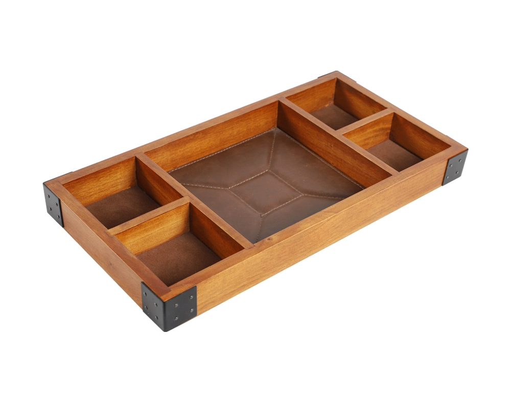 Desk Organizer Pine Wood Office Organizer with Compartments Office Stationery Organizer