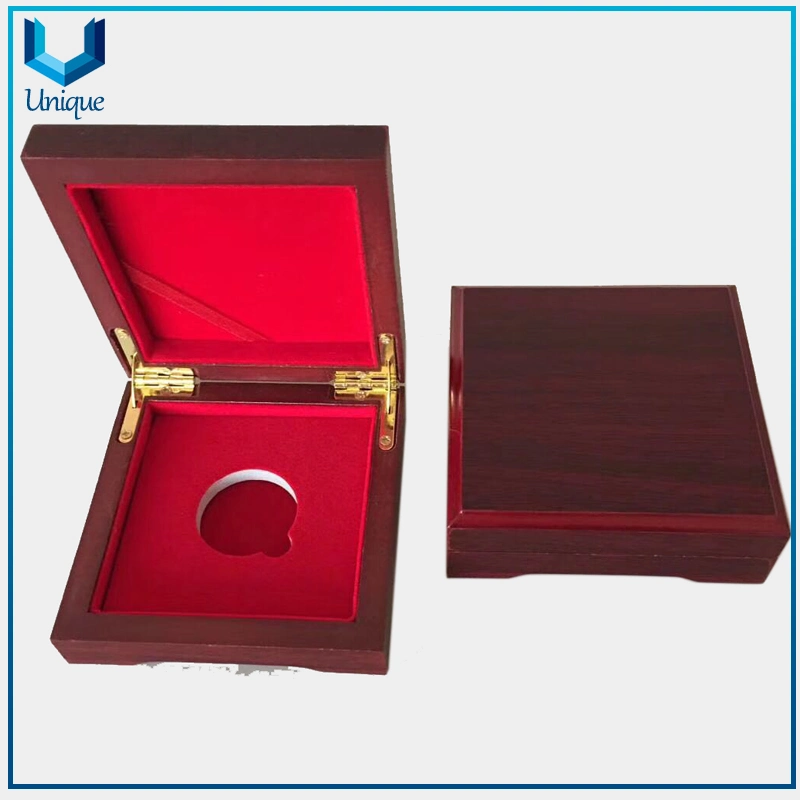 10X28cm Souvenir Coin Gift Box, Custom Design Medal /Bage Wooden Box in Red Wine, Factory Wholesale High Quality Wood Gift Box