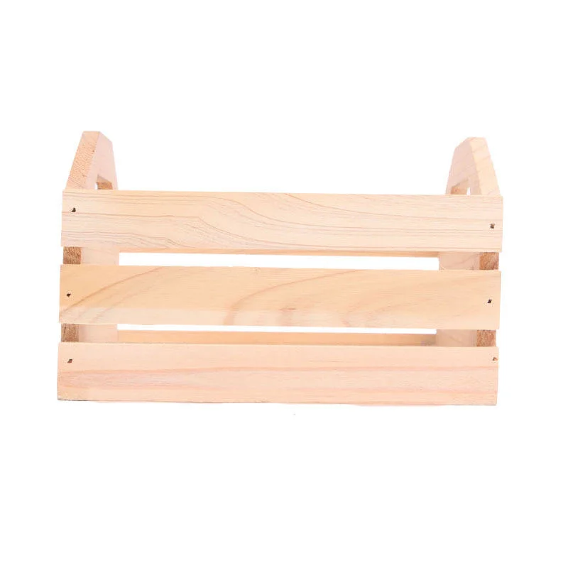 BSCI Factory Decorative Storage Wooden Crates with Handles Unfinished Wooden Crates for Mall Farmhouse or Fruit Vegetables