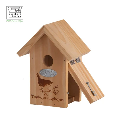 NK64 Esschert Design Wren Silhouette Bird Nest Box Birdhouse Casa de madera para pájaros al aire libre
