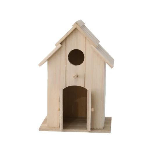 Decoración del hogar Casa de pájaros de madera natural
