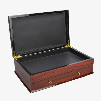 Caja de madera decorada de lujo de grano de madera roja brillante Sawtru para embalaje de regalo de joyería de aceite esencial de Attar