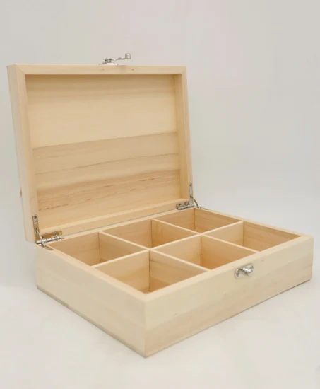 Increíble caja de regalo de té de madera maciza natural hecha a mano y caja de presentación