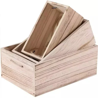 Cajas decorativas de madera para contenedores de almacenamiento de granja, cajas anidadas de madera rústica con asas