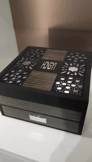 Caja de regalo de madera de embalaje de perfume de lujo impresa con logotipo de diseño personalizado